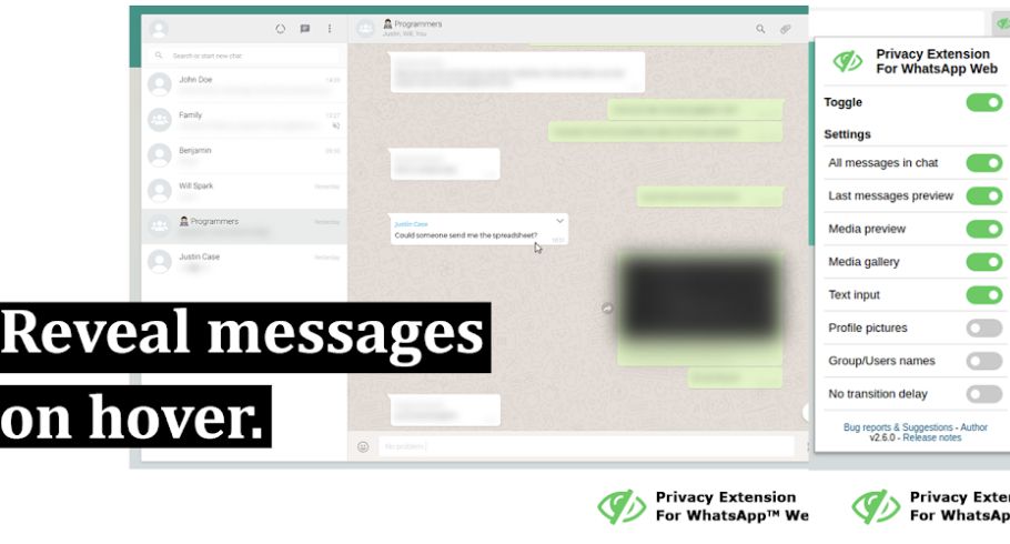 Privacy Extension for WhatsApp Web - Extensões para WhatsApp